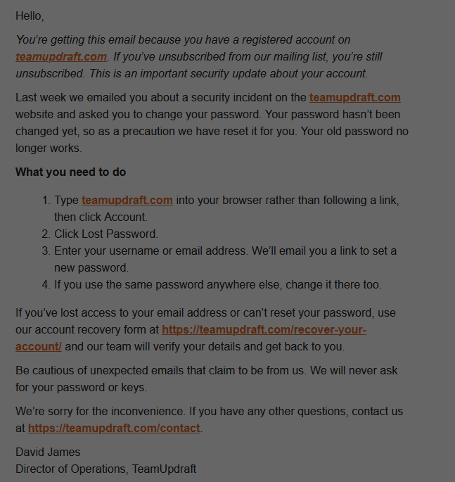 A note toTeamUpdraft